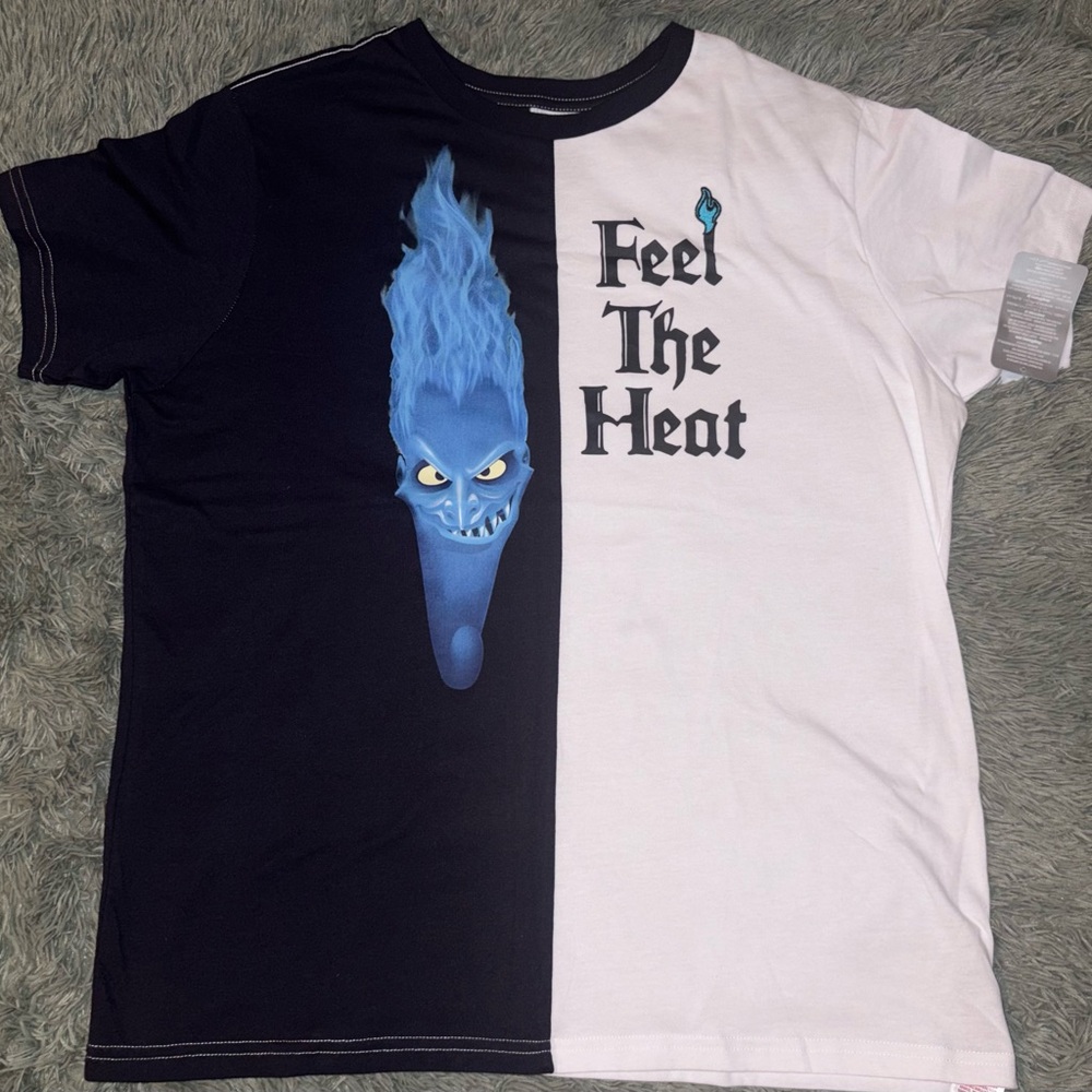 Disney Black and White Short Sleeve Tee with Blue Flame
